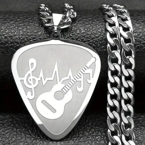 Heavy Guitar Pick Rocker Necklace #1253 - Picture 3 of 6